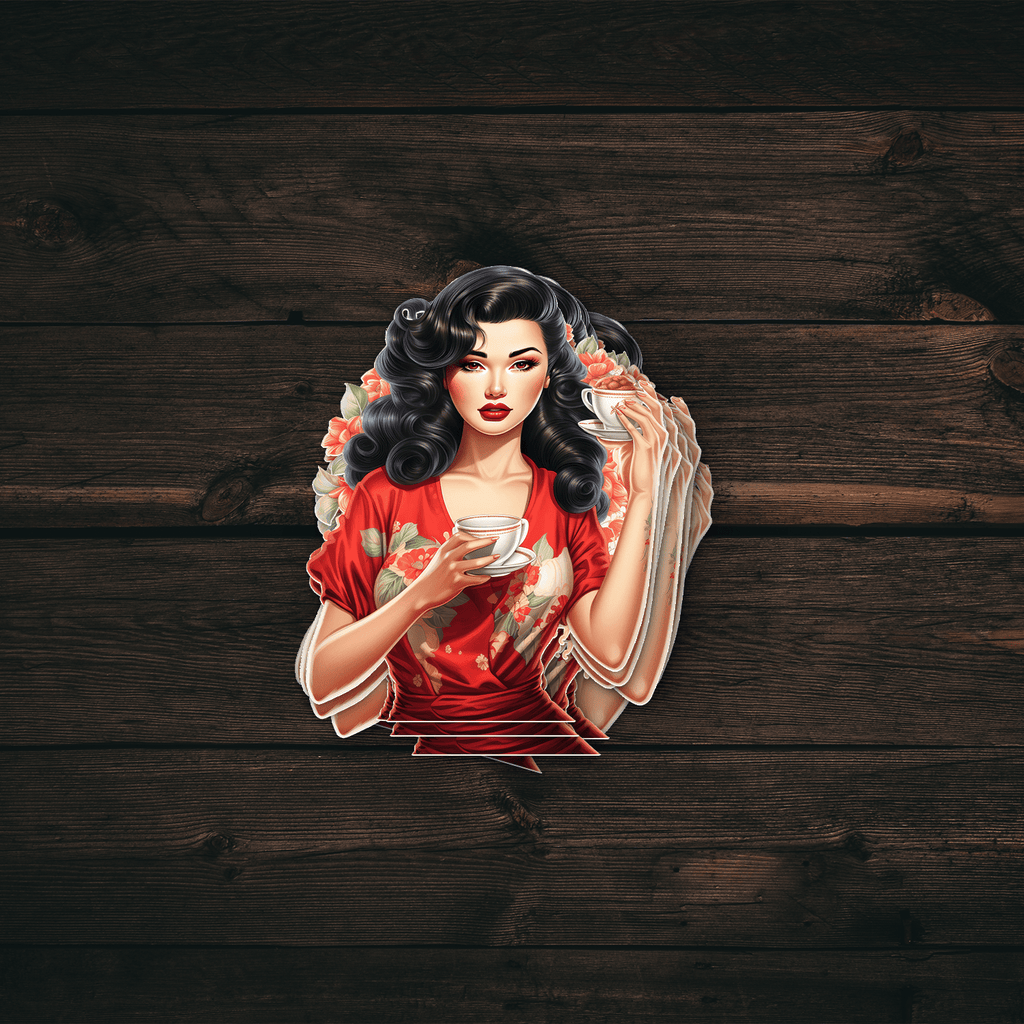 Vintage Asian Pin-Up Sticker