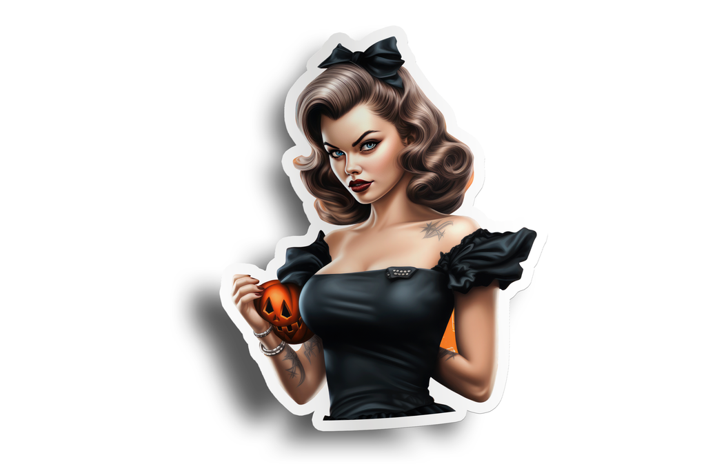 50s Halloween Girl Pin-Up Sticker