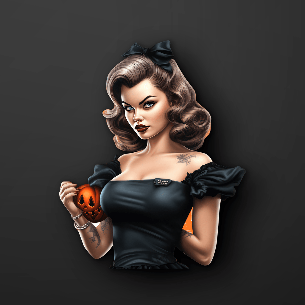 50s Halloween Girl Pin-Up Sticker