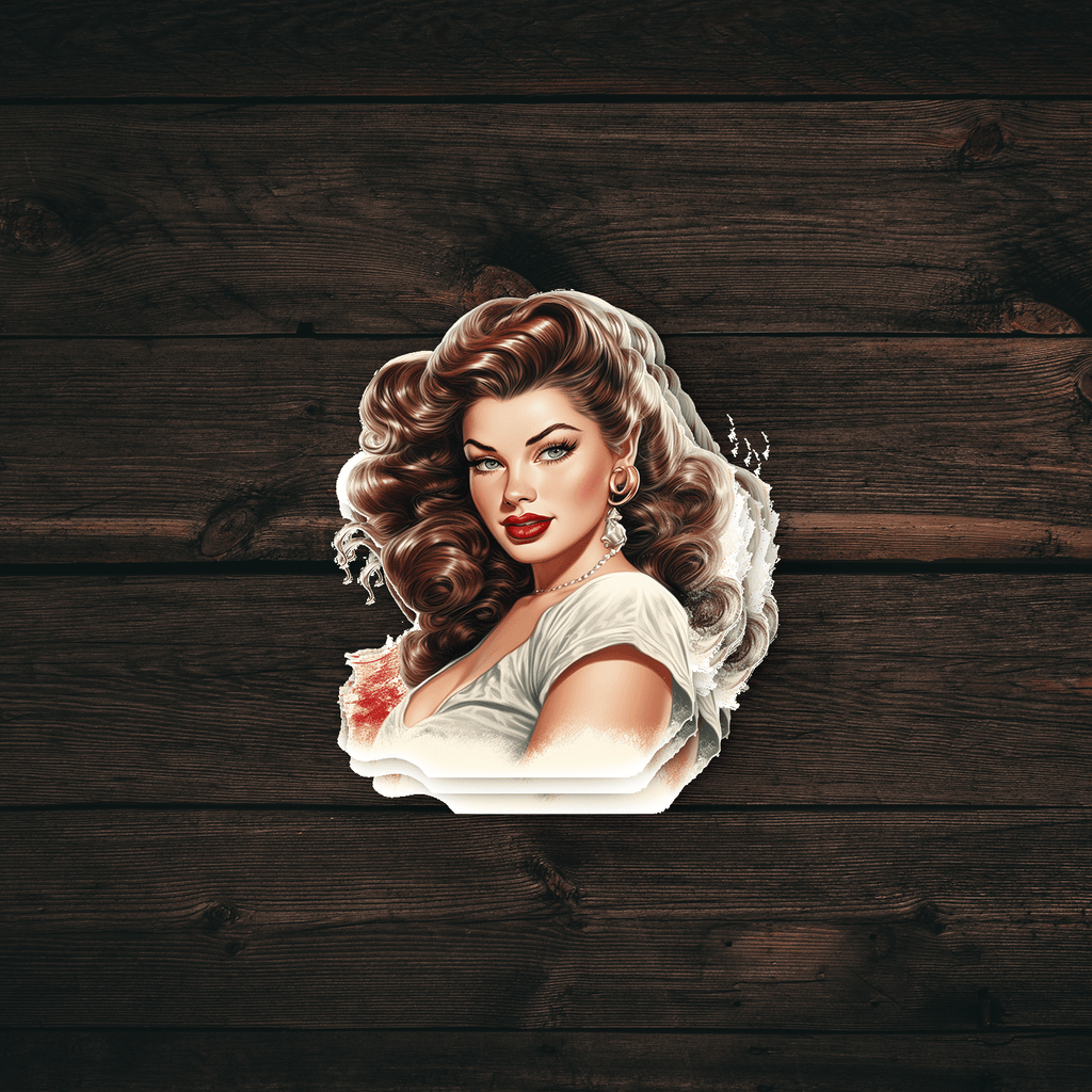 Pin Up Vector Stickers Vintage Beauty Pin-Up Sticker – Piggy Print Stickers