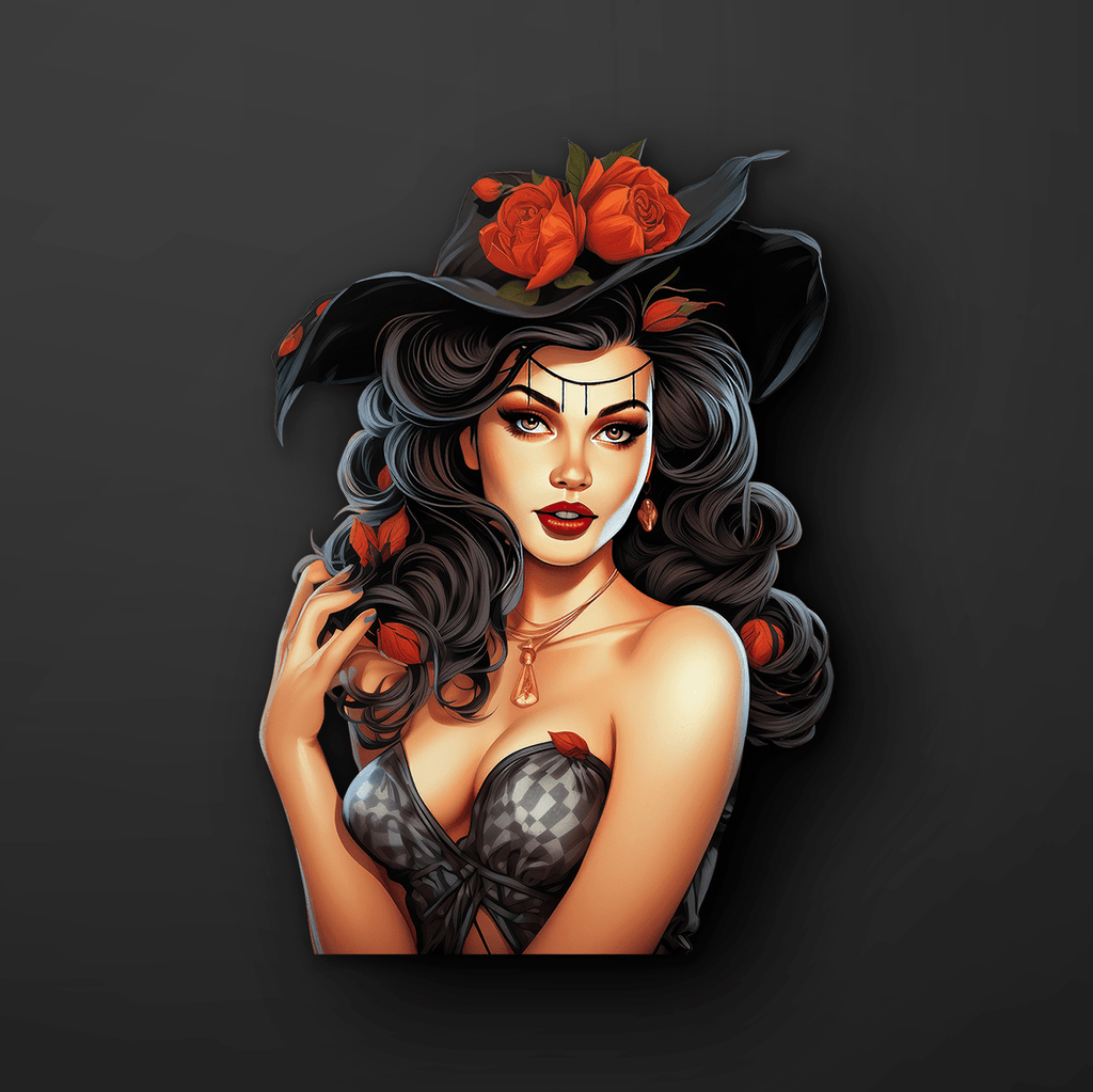 Halloween Pin-Up Girl Sticker