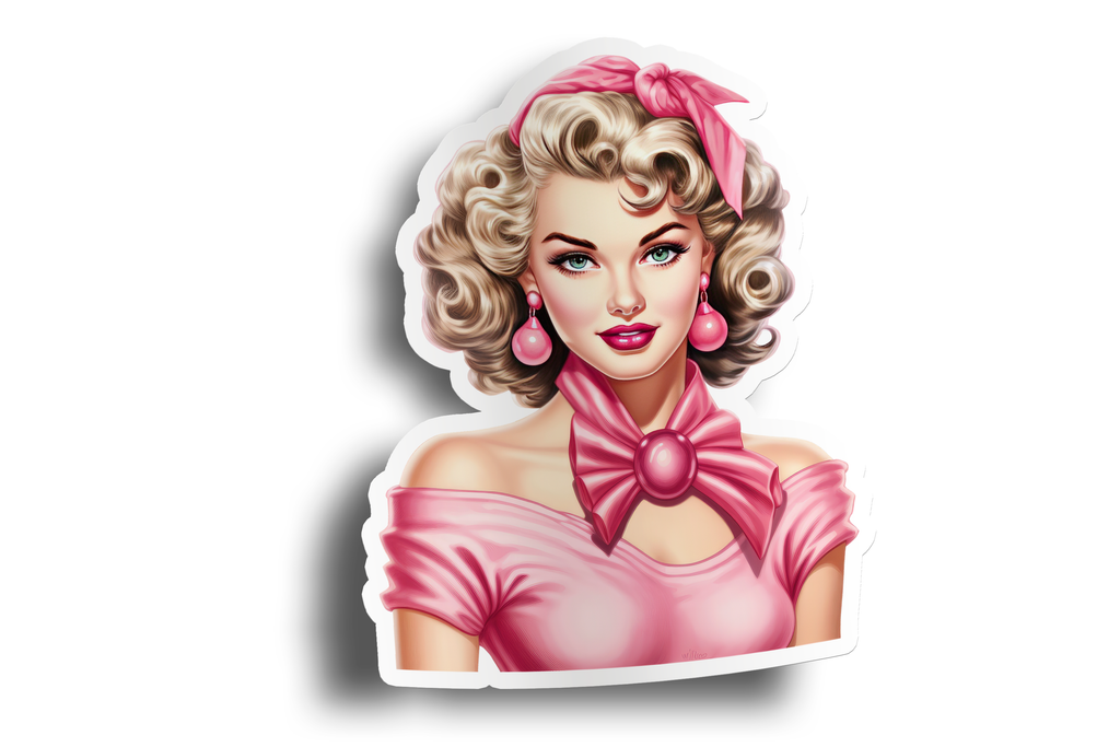 50s Pink Lady Pin-Up Sticker