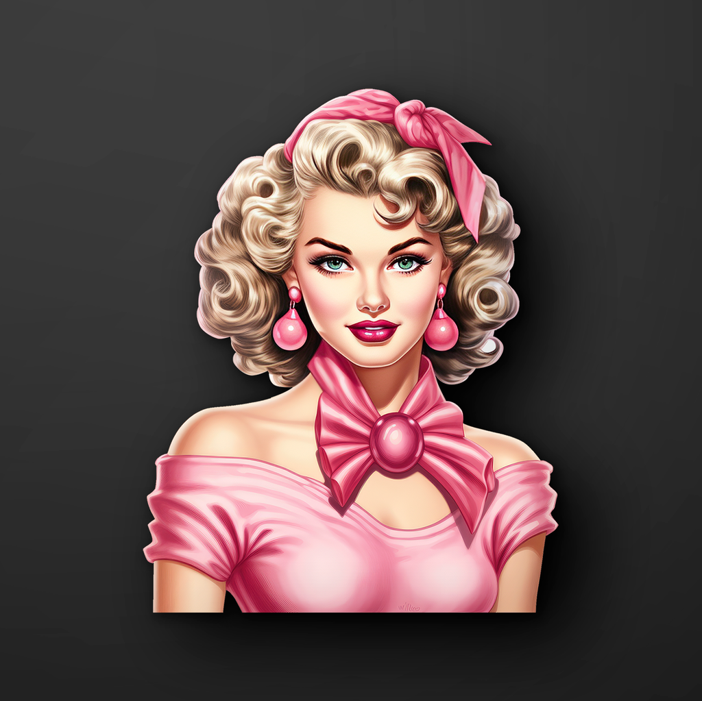 50s Pink Lady Pin-Up Sticker