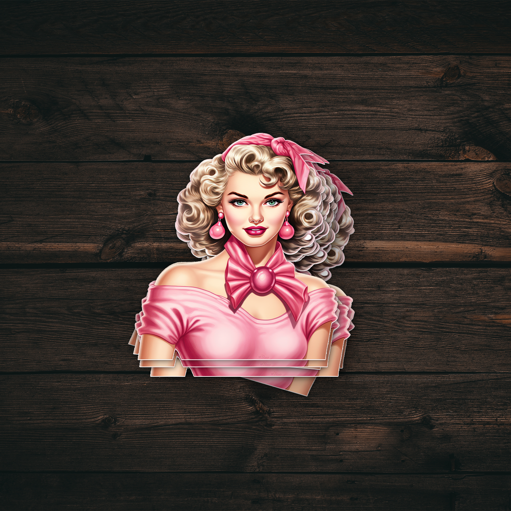 50s Pink Lady Pin-Up Sticker