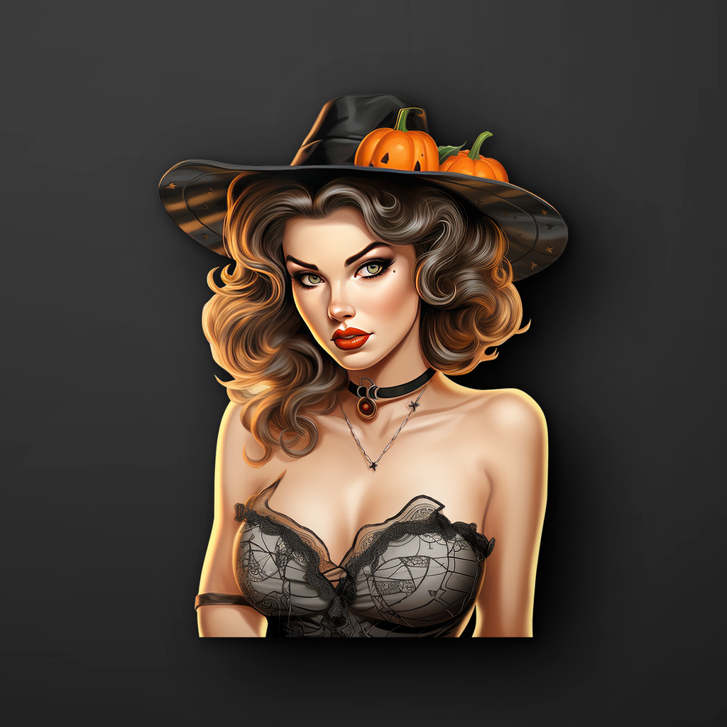 50s Halloween Pin-Up Sticker