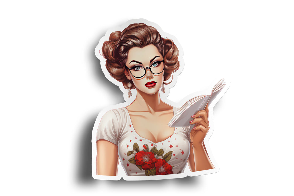 50s Teacher Pin-Up Vinyl Sticker