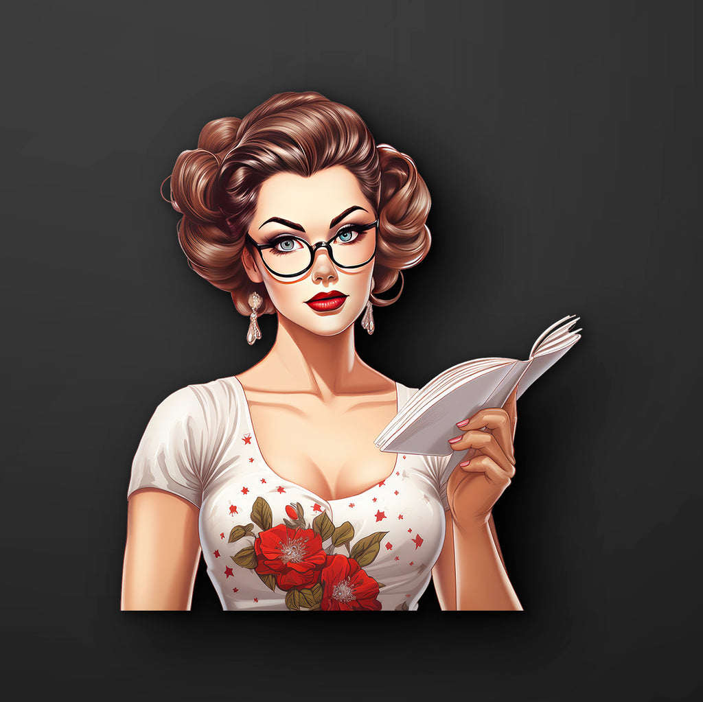 50s Teacher Pin-Up Vinyl Sticker