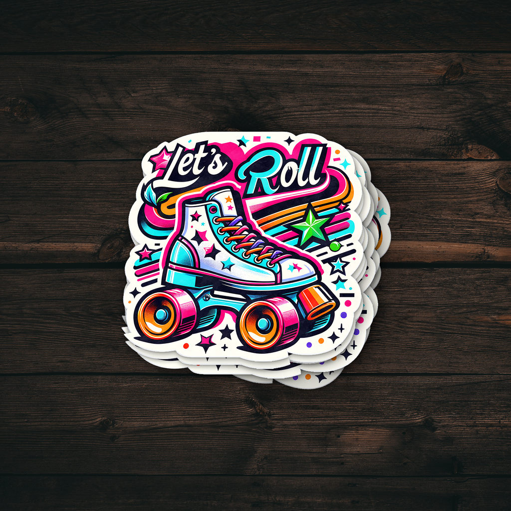 70s Lets Roll Skate Sticker