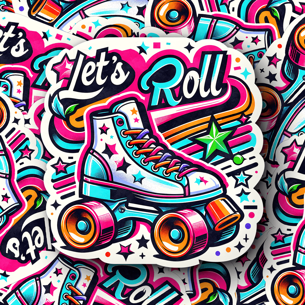 70s Lets Roll Skate Sticker