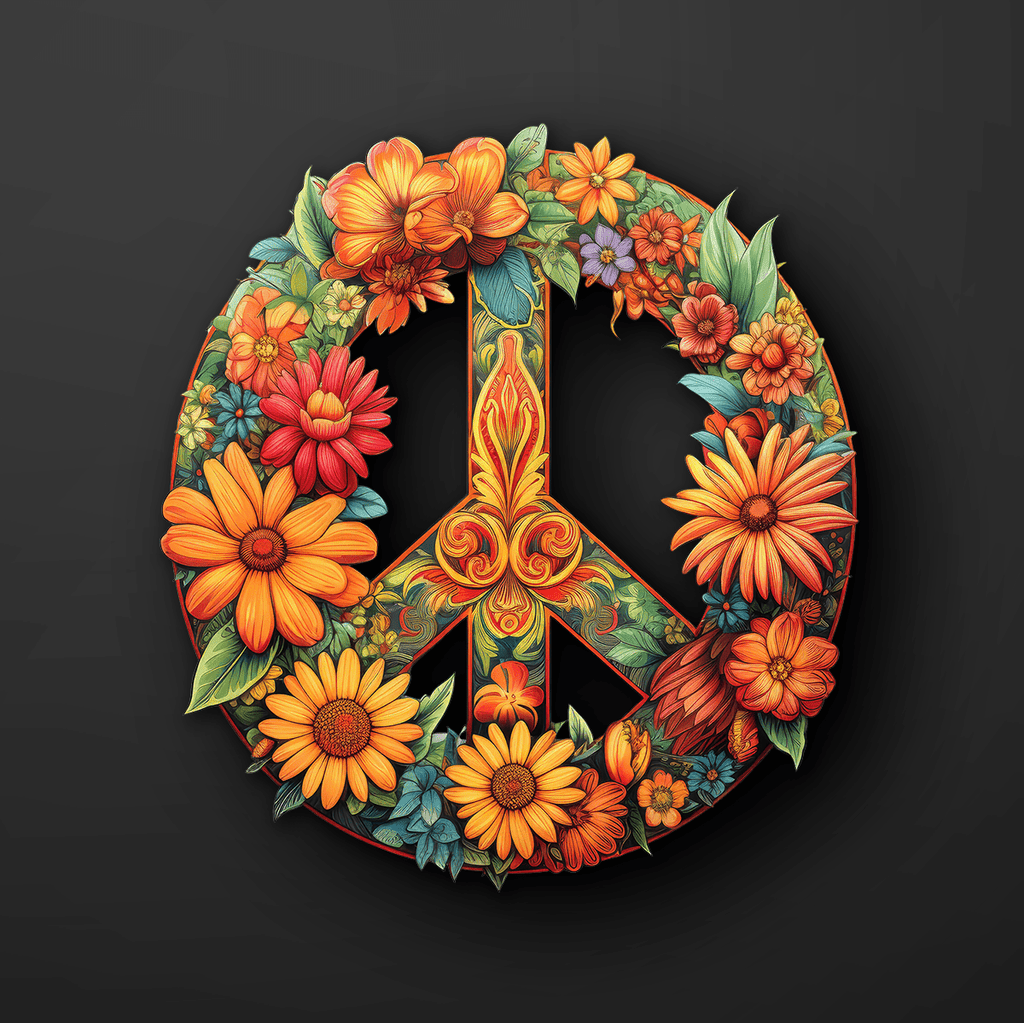 Floral Hippie Peace Sticker