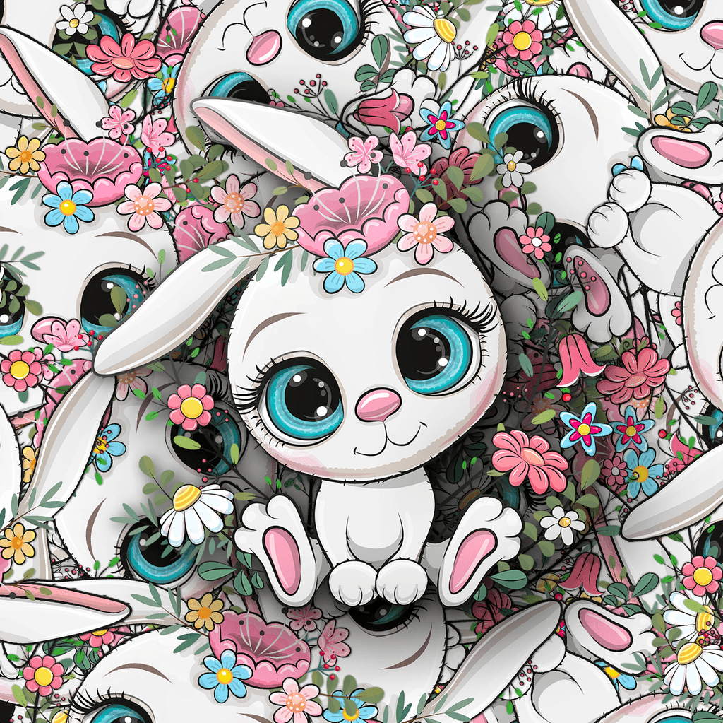 White Floral Bunny Sticker