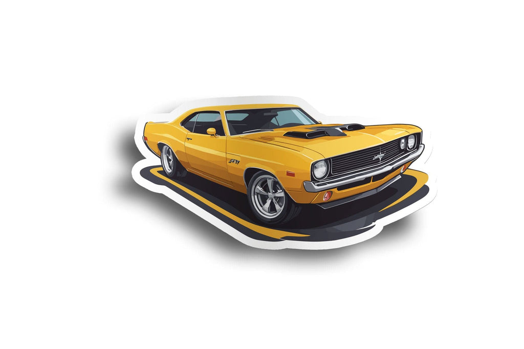 Vintage Yellow Muscle Car Sticker