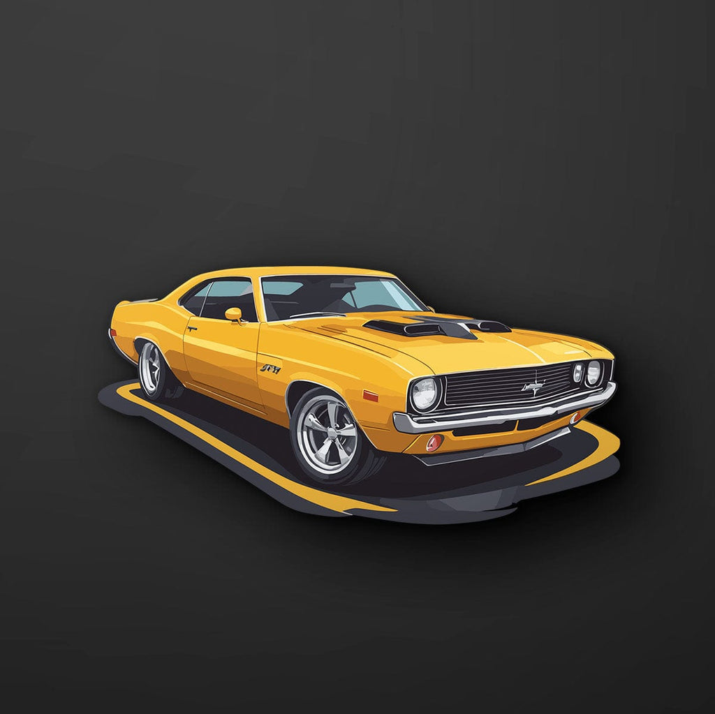 Vintage Yellow Muscle Car Sticker