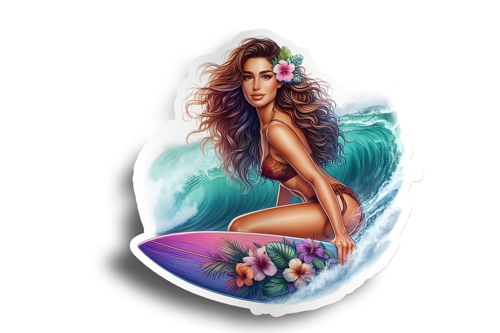 Wave Surfer Girl Sticker