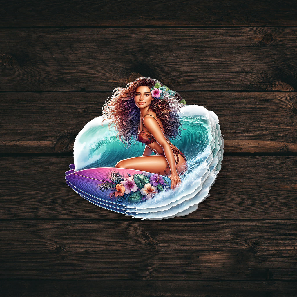 Wave Surfer Girl Sticker