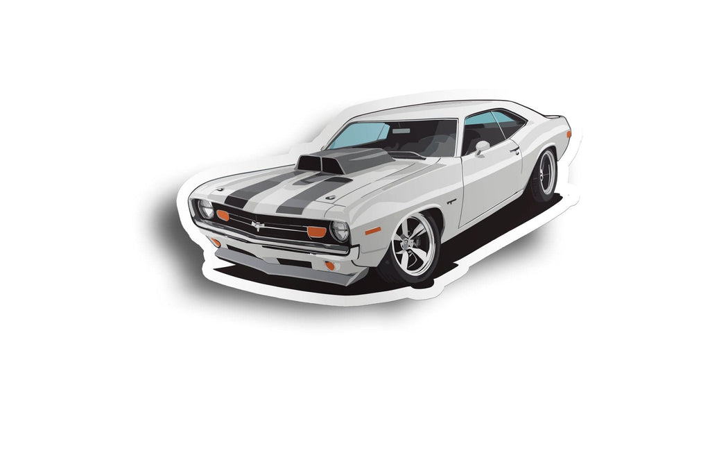 White Muscle Car Decal