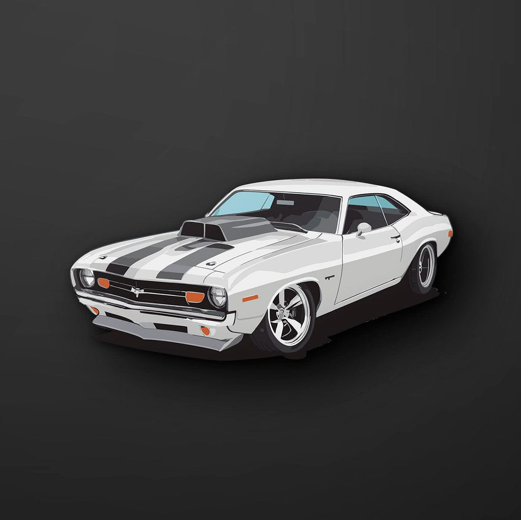 White Muscle Car Decal