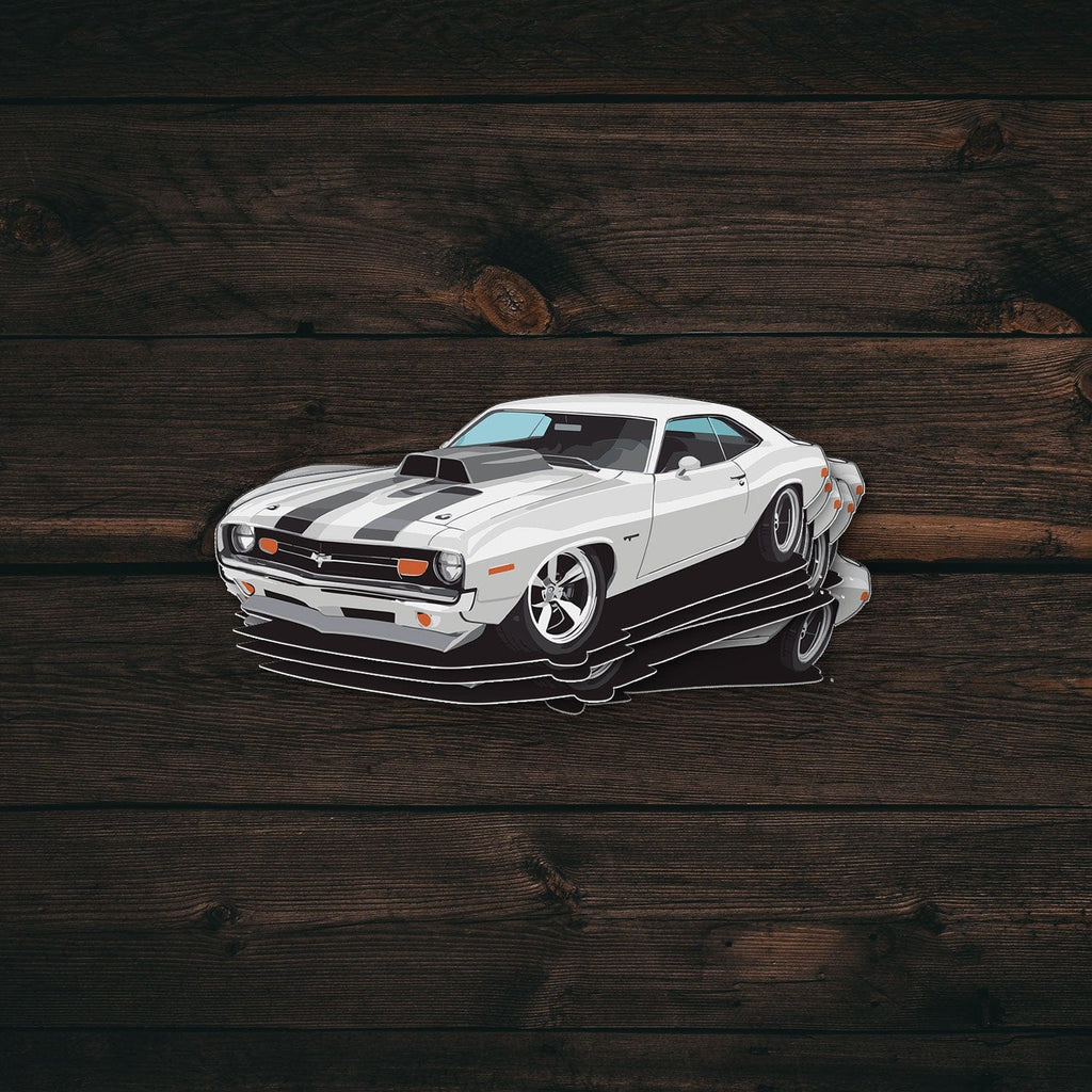 White Muscle Car Decal