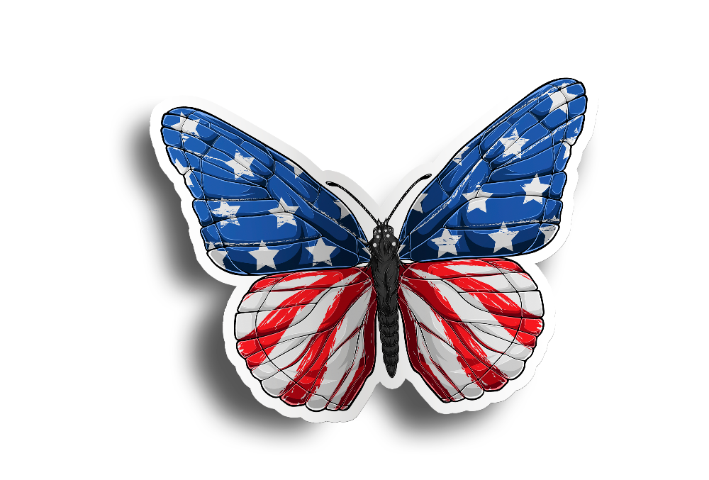 American Butterfly Flag Sticker