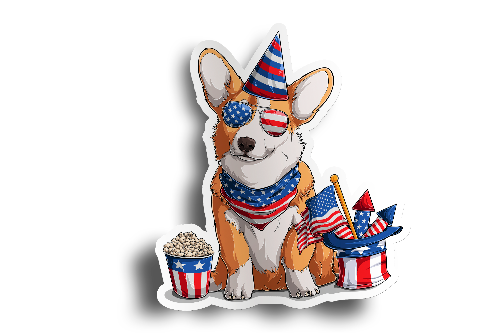 American Corgi Flag Sticker 