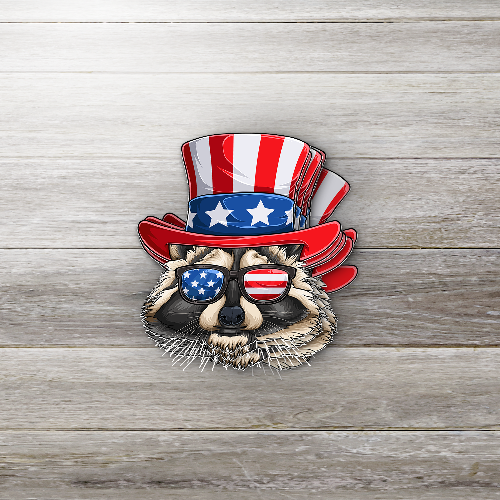 American Flag Raccoon Sticker