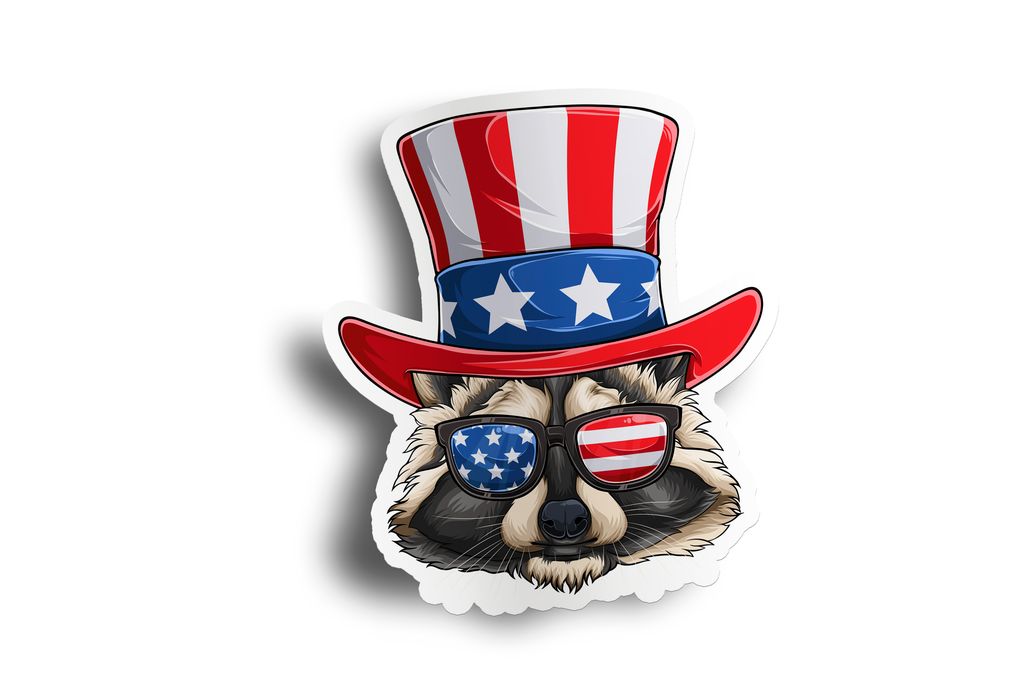 American Flag Raccoon Sticker