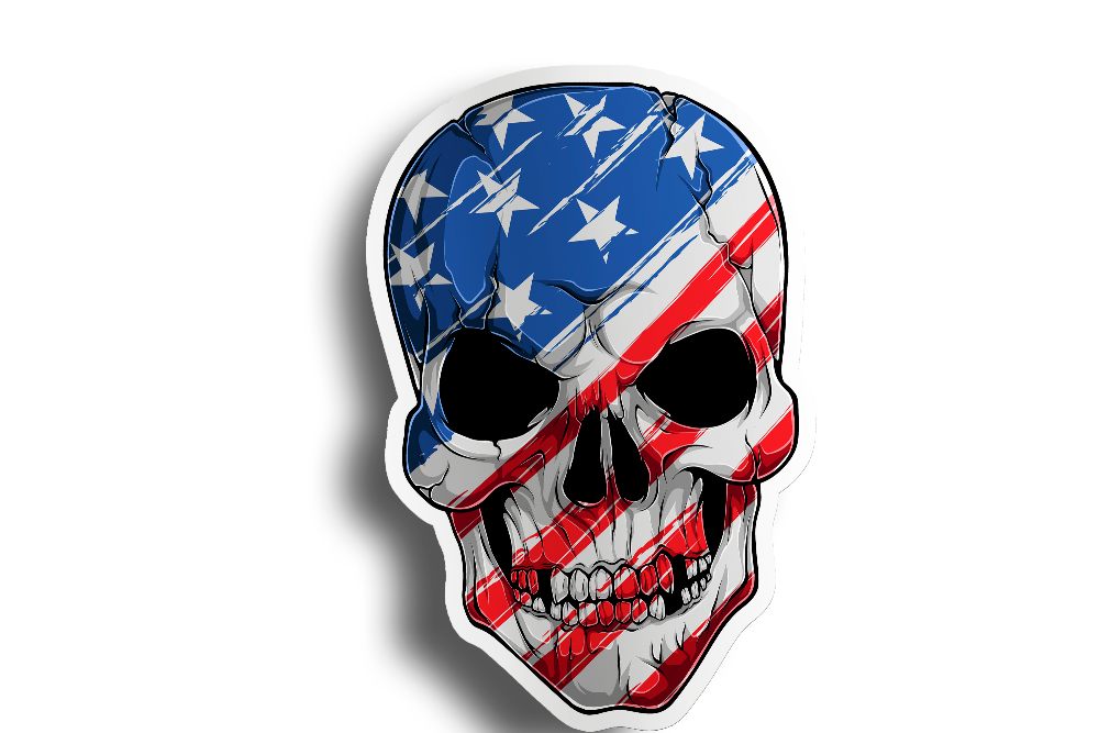 American Skull Flag Sticker