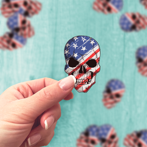 American Skull Flag Sticker