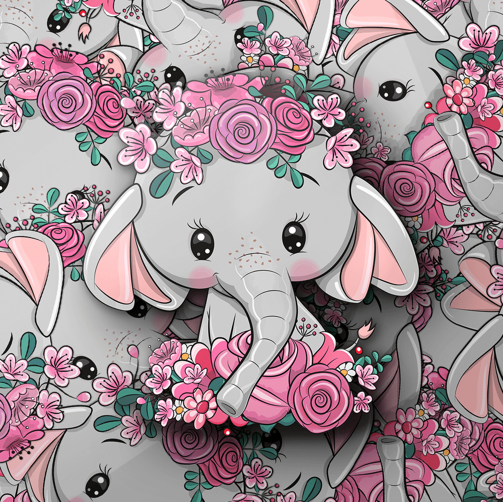 Floral Pink Elephant Sticker