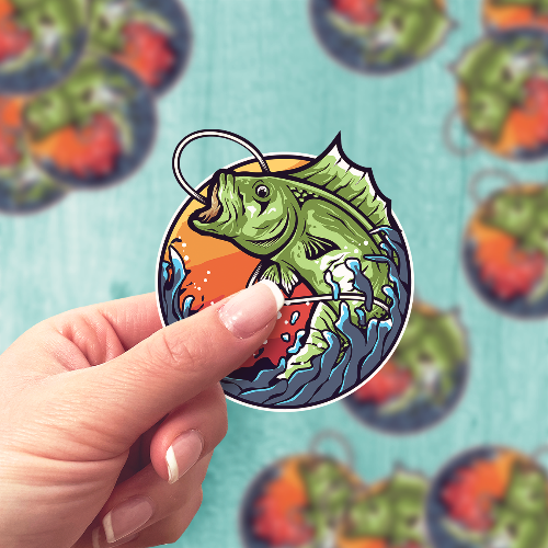 Bass Fish Hooked Sticker