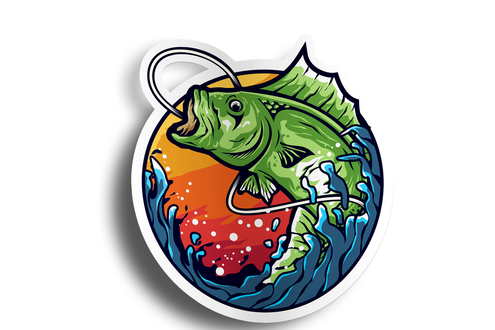 Bass Fish Hooked Sticker