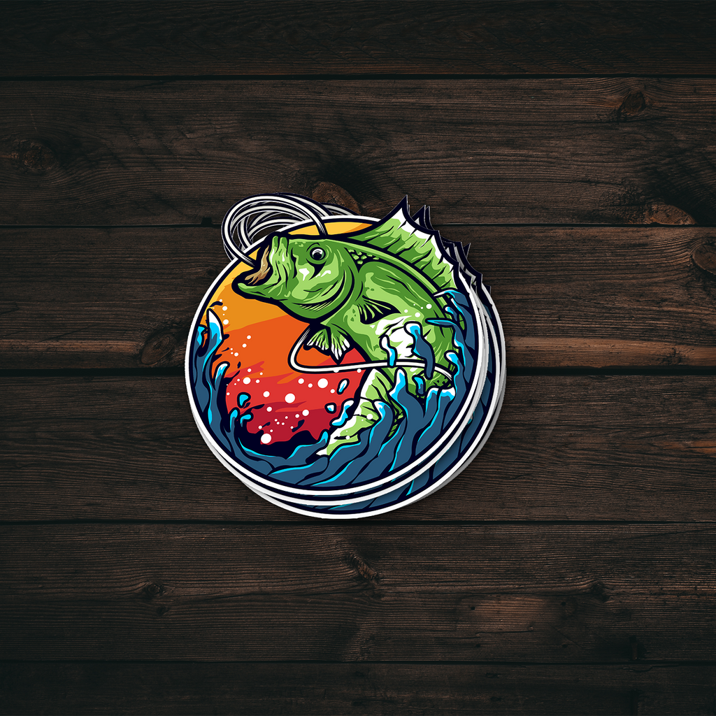 Bass Fish Hooked Sticker