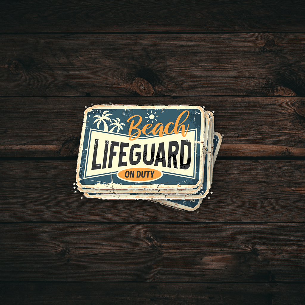 Beach Lifeguard Vintage Sticker