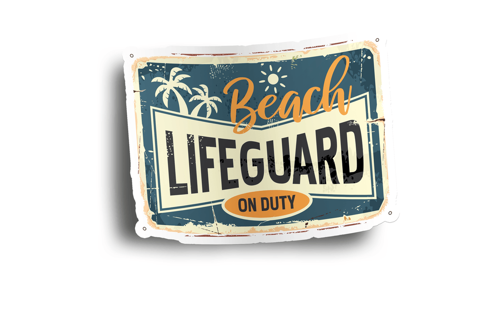 Beach Lifeguard Vintage Sticker