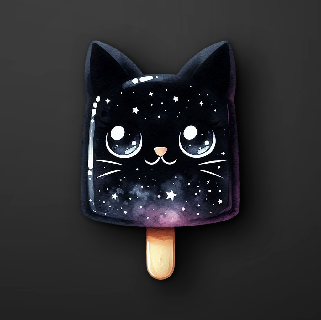 Black Cat Popsicle Kid Sticker