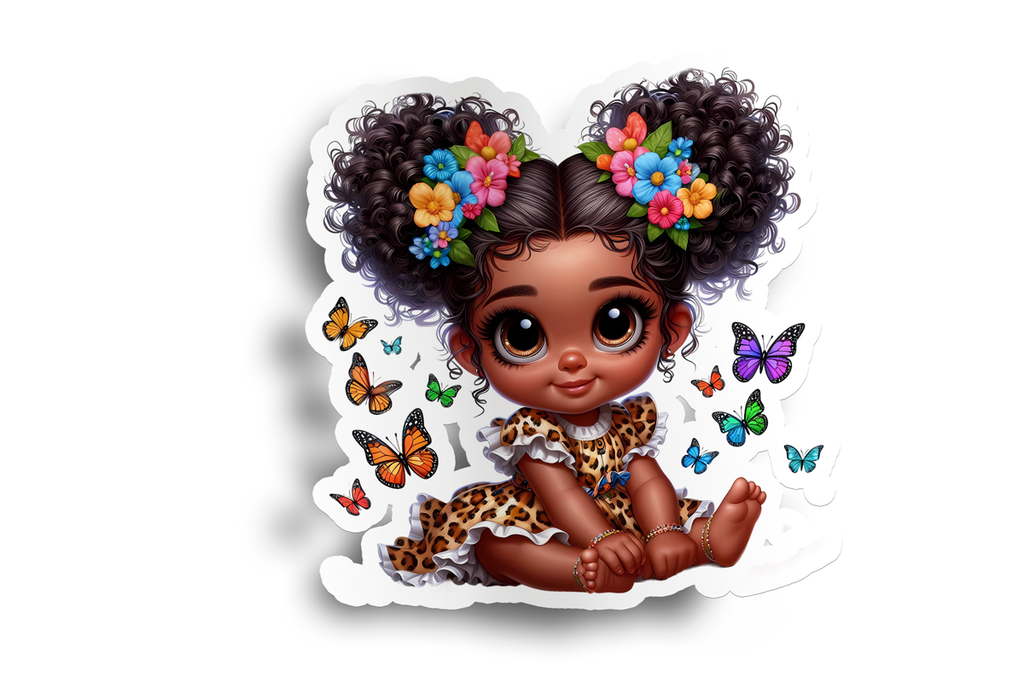 Baby Black Girl Butterfly Sticker