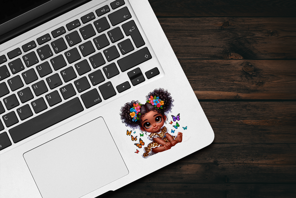 Baby Black Girl Butterfly Sticker