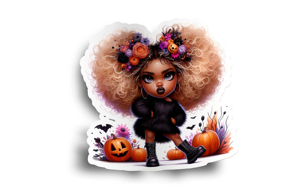 Black Girl Pumpkin Sticker