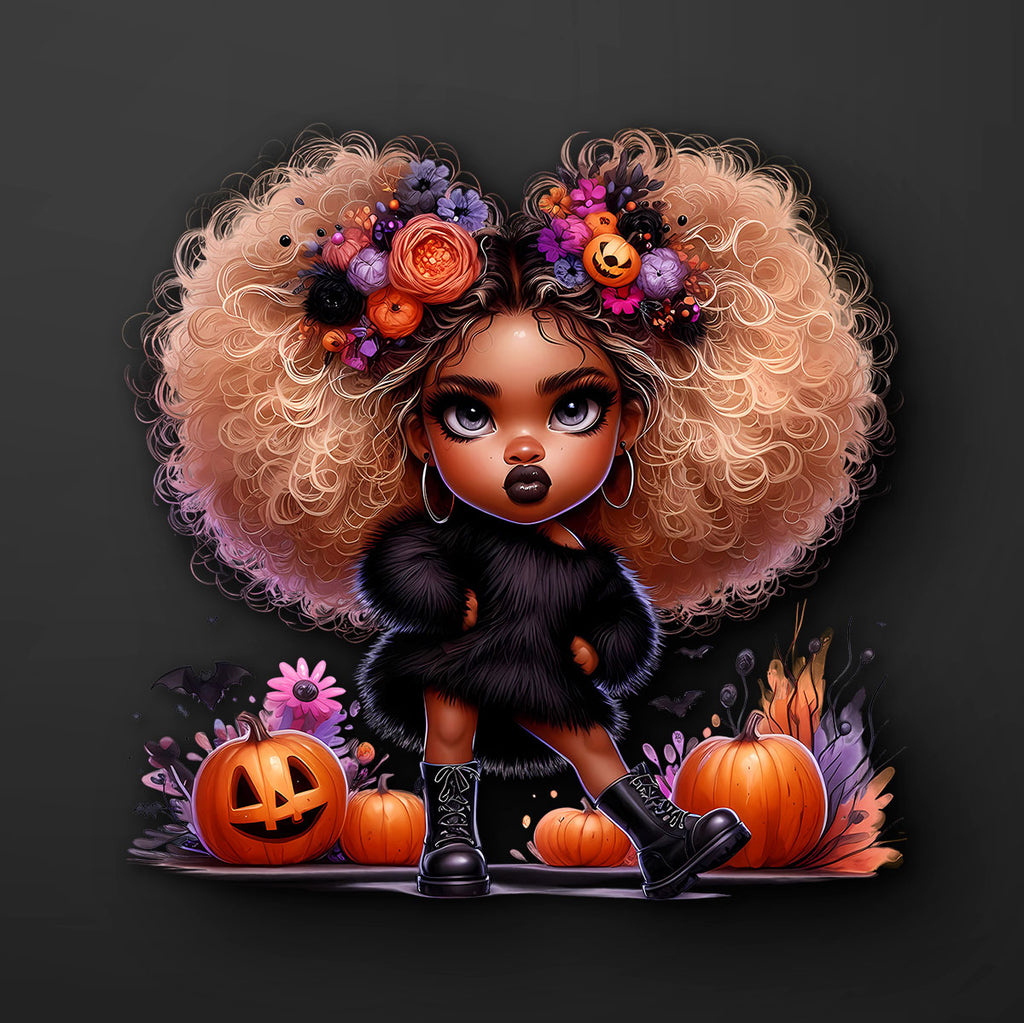 Black Girl Pumpkin Sticker