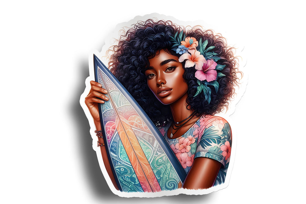 Black Girl Surfer Sticker