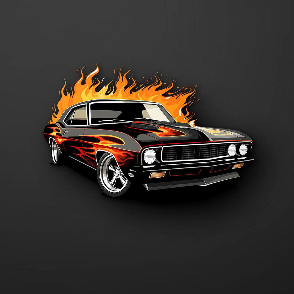 Black Vintage Muscle Car Sticker