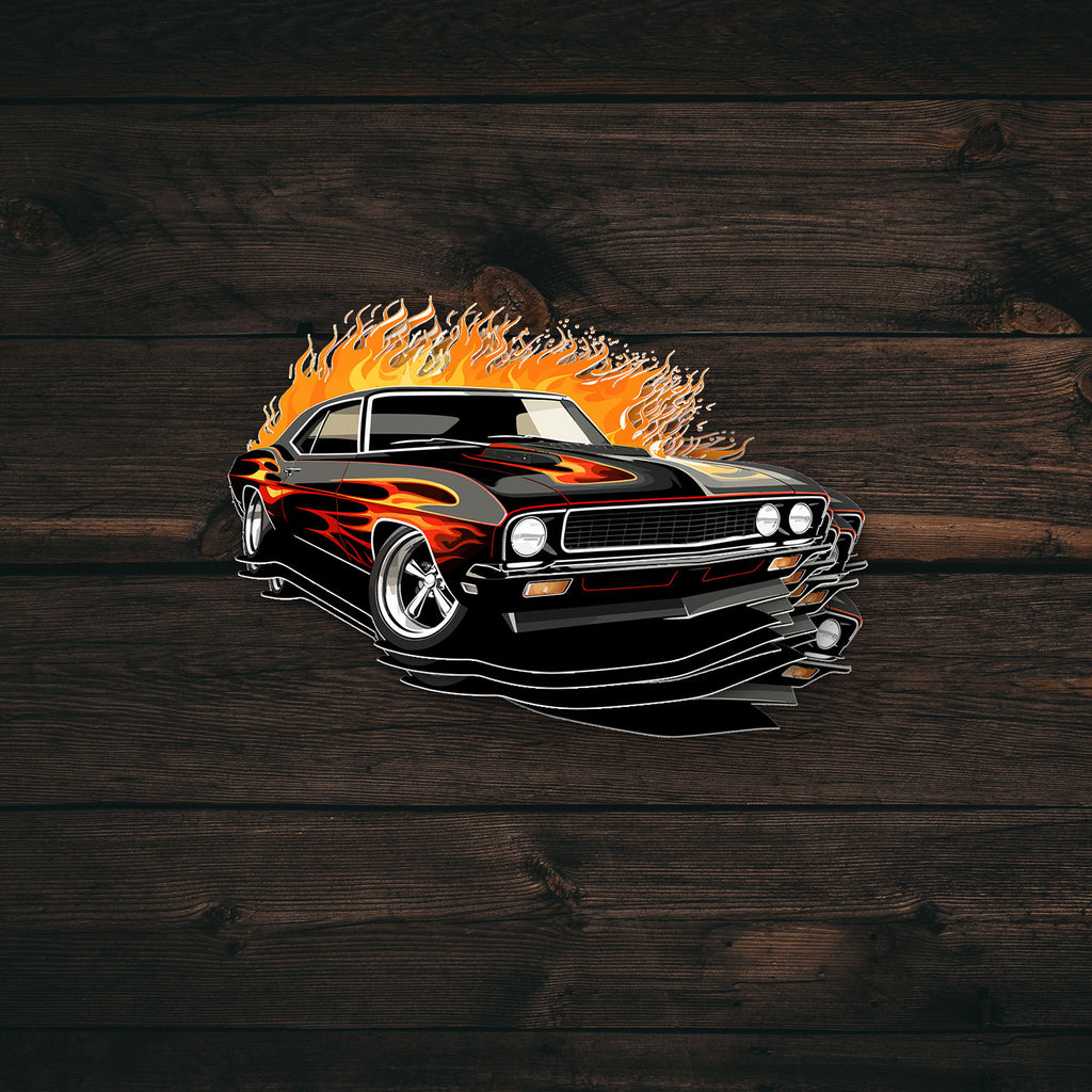 Black Vintage Muscle Car Sticker