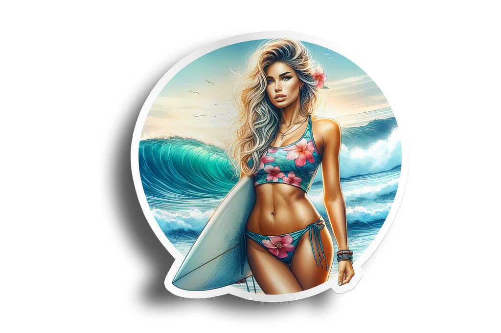 Blonde Girl Surfer Sticker