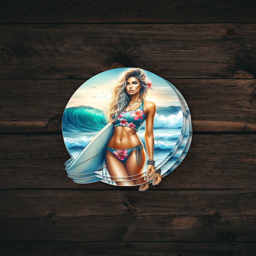 Blonde Girl Surfer Sticker