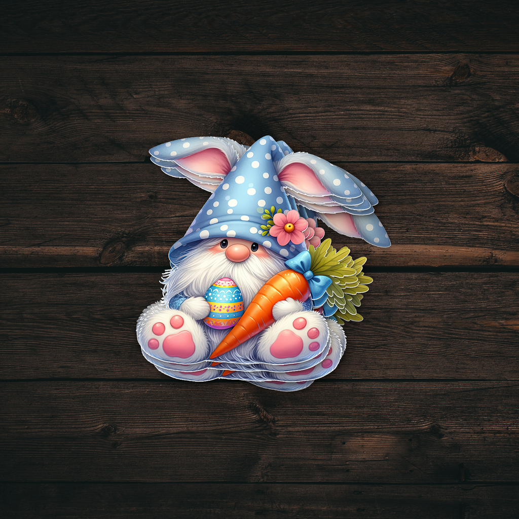 Blue Gnome Bunny Sticker