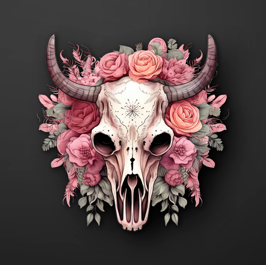 Boho Cow Skull Sticker