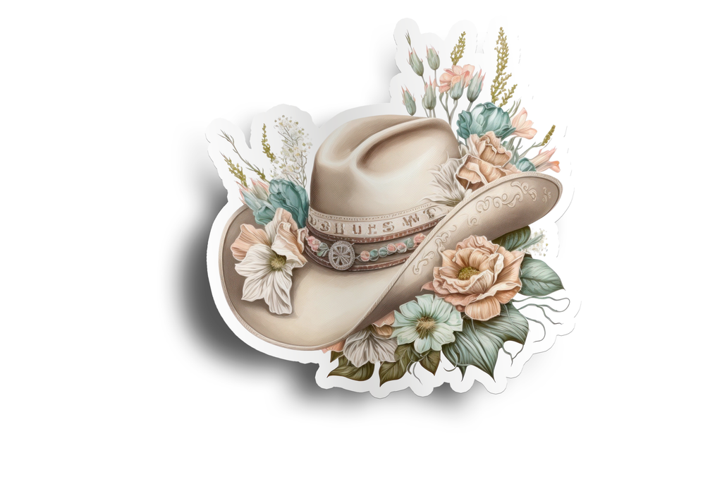 Boho Teal Cowboy Hat Sticker