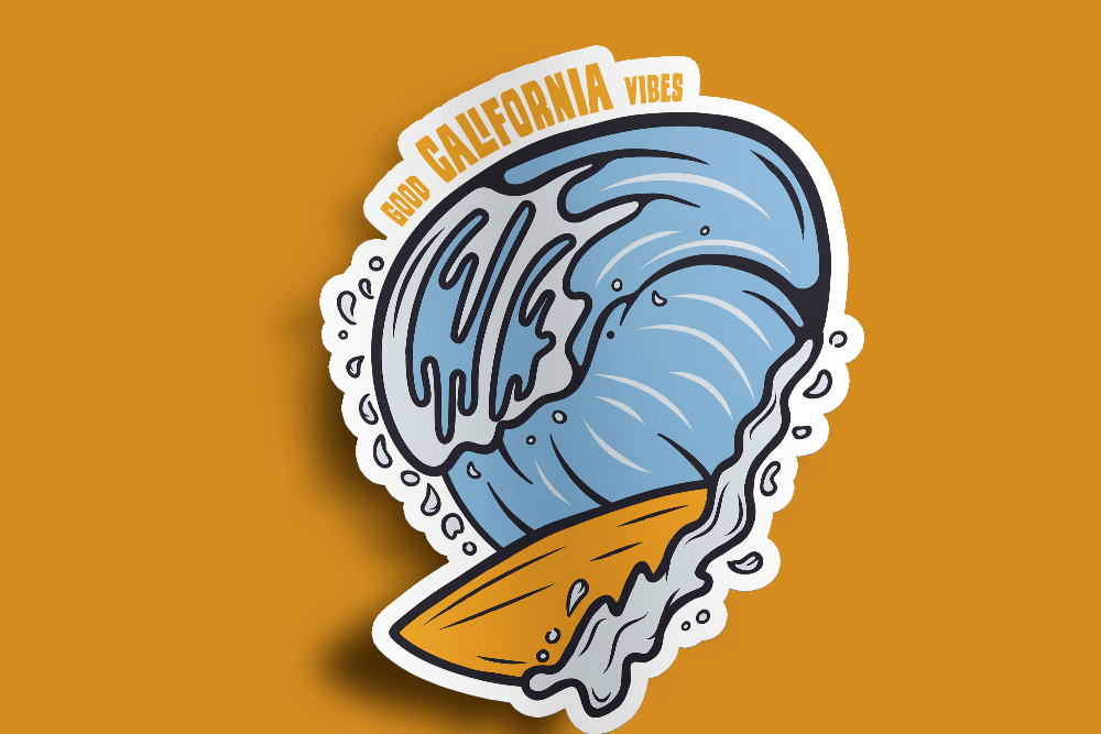 California Vibes Wave Sticker