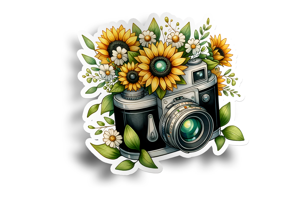 Camera Sunflower Sticker