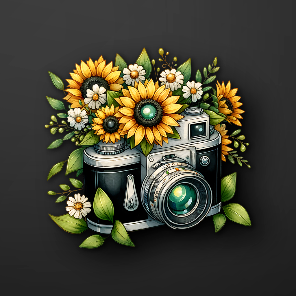 Camera Sunflower Sticker